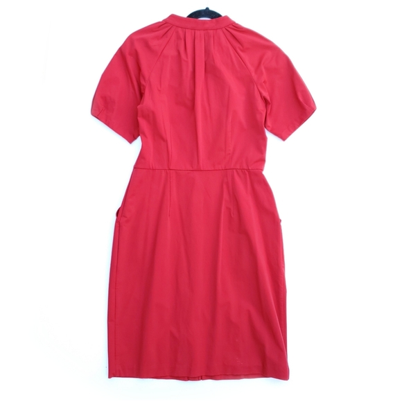 DVF Red Button Front Structured Dress - Picture 6 of 7